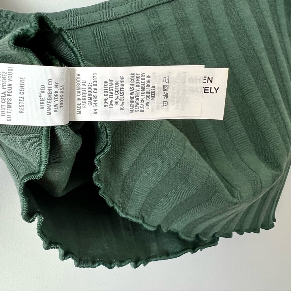 OFFLINE by Aerie OG Groove Ribbed Cropped Tee | Green | Size XS - Picture 5 of 5
